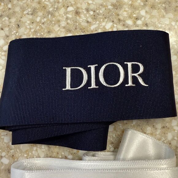 3 Dior Fabric Gift Ribbons Gold White Blue 94", 51" - Picture 4 of 7